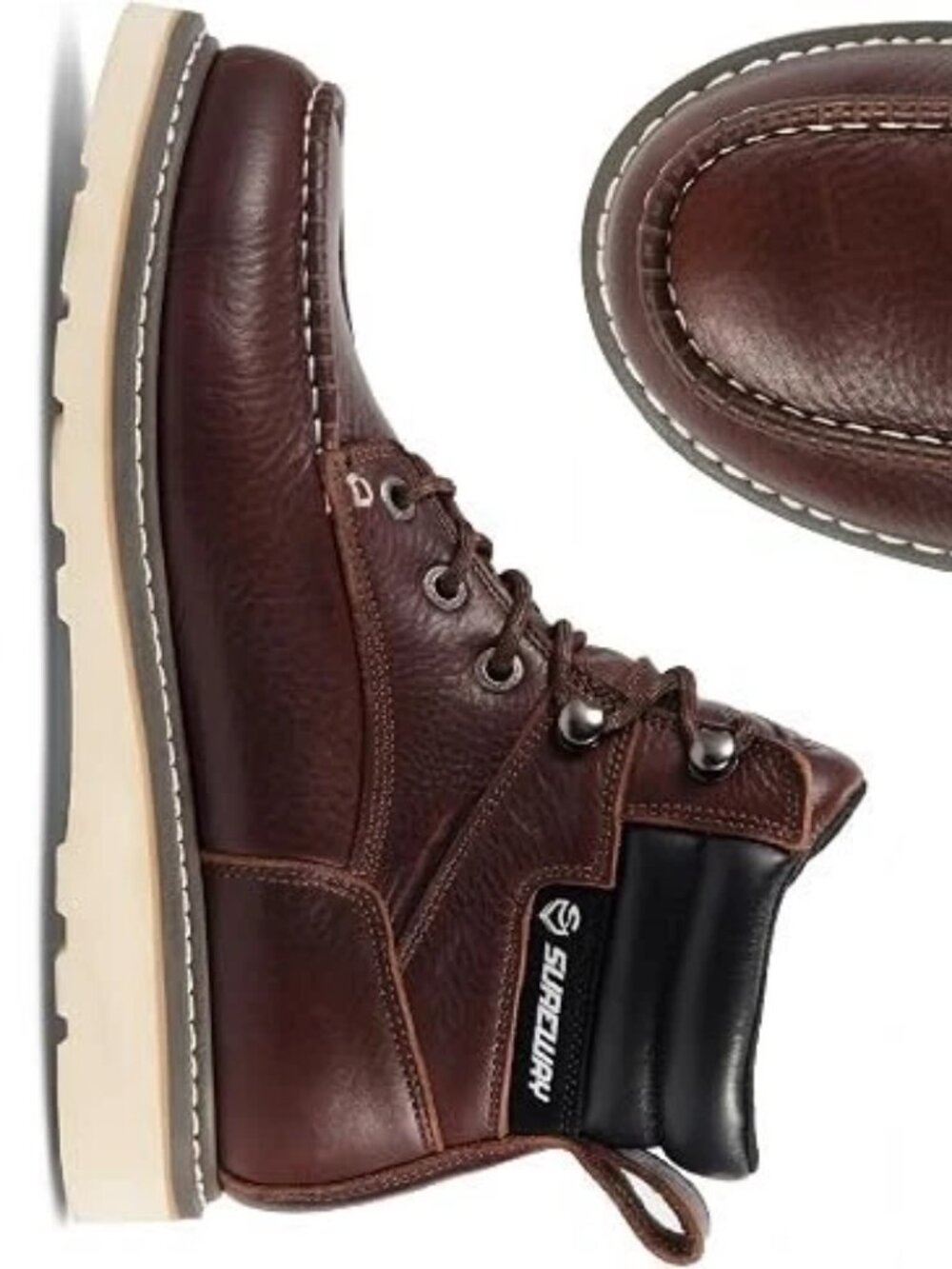 New - SUREWAY Waterproof Soft Toe Red/Wine Leather Work Boots 619-WP Mens 8.5